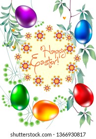 Happy Easter banner. Greeting to spring vector card, happy text.