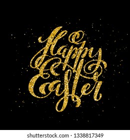 Happy Easter banner with handdrawn calligraphy.Template for poster with letttering. Vector illustration.
