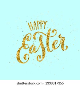 Happy Easter banner with handdrawn calligraphy.Template for poster with letttering. Vector illustration.