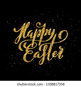 Happy Easter banner with handdrawn calligraphy.Template for poster with letttering. Vector illustration.
