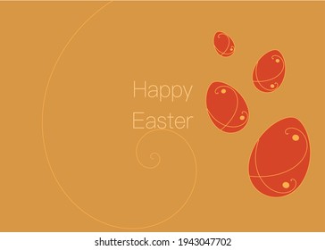Feliz diseño de pancartas de Pascua con huevos de chocolate y adornos de elementos dorados vintage sobre fondo amarillo.