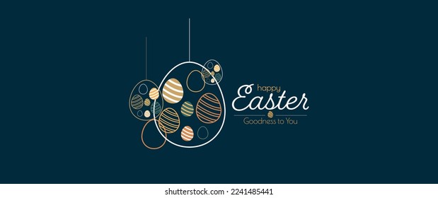 Happy Easter banner. Modern minimal design. Flat vector illustration.