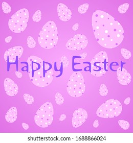 Happy Easter Banner on pink background Painted Eggs with circle