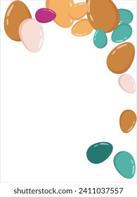 Frohe Osterbanner. Muster von Eiern, Blumen und Zweigen. Für Karten, Banner, Poster, Flyer und Web. Frühlingsfestival. Vektorgrafik