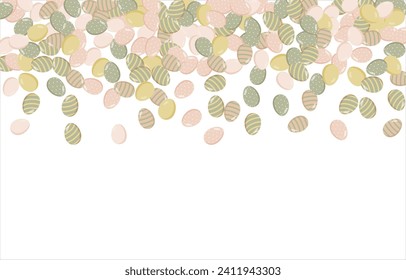 Happy Easter Banner. Pattern of eggs, flowers and twigs. For card, banner, poster, flyer, and web. Spring Festival. Vector illustration