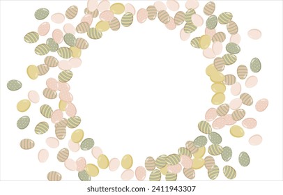 Happy Easter Banner. Pattern of eggs, flowers and twigs. For card, banner, poster, flyer, and web. Spring Festival. Vector illustration