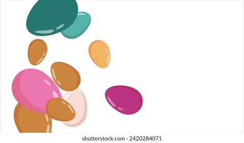 Happy Easter Banner. Pattern of eggs, flowers and twigs. For card, banner, poster, flyer, and web. Spring Festival. Vector illustration