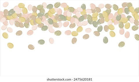 Happy Easter Banner. Pattern of eggs, flowers and twigs. For card, banner, poster, flyer, and web. Spring Festival. Vector illustration