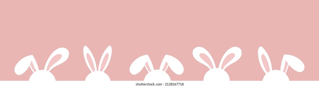 Happy Easter banner  poster  greeting card  Trendy Easter design and bunny ears  in pastel colors  Modern minimal style