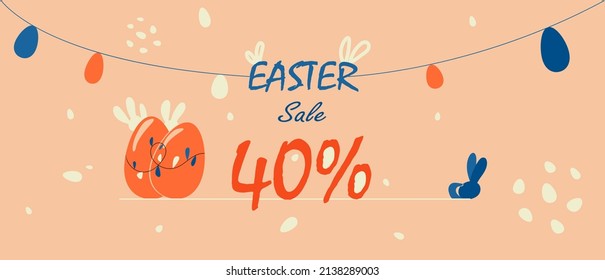 Happy Easter banner, poster, greeting card. Modern minimal style