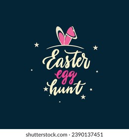 Cartel feliz de Pascua, afiche, tarjeta de saludo. Diseño de moda de Pascua con tipografía, conejillos, flores, huevos, orejas de conejo, en colores pastel. Moderno estilo minimalista