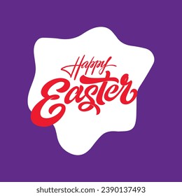 Happy Easter banner, poster, greeting card. Trendy Easter design with typography, bunnies, flowers, eggs, bunny ears, in pastel colors. Modern minimal style