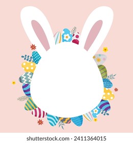 Happy Easter banner, poster, greeting card. Happy Easter background with negative space area