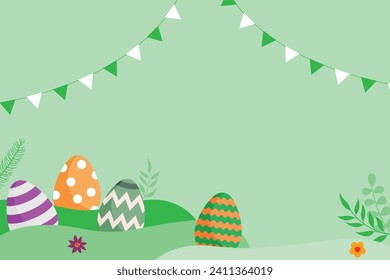 Happy Easter banner, poster, greeting card. Happy Easter background with negative space area