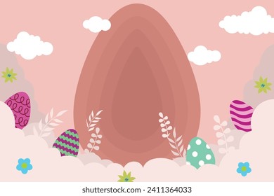 Happy Easter banner, poster, greeting card. Happy Easter background with negative space area