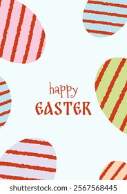Happy Easter banner, poster, greeting card. Trendy Easter design with eggs, in pastel colors. Modern minimal style