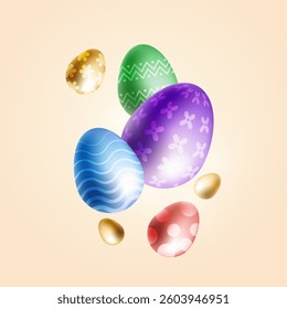 Happy Easter banner, poster, greeting card. Trendy Easter design with typography, bunniess. Easter poster and banner template with Easter eggs . Holiday social media banner template design.