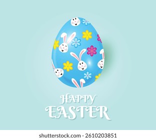 Happy Easter banner, poster, greeting card, flyer with Easter Egg and bunny.