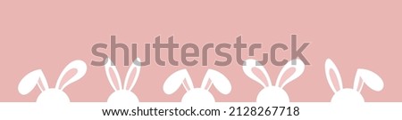Happy Easter banner, poster, greeting card. Trendy Easter design with bunny ears, in pastel colors. Modern minimal style