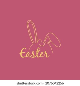 Happy easter. Banner with a rabbit. Silhouette of a rabbit. Vector hand drawn lettering. Hand-drawn rabbit by hand. Easter