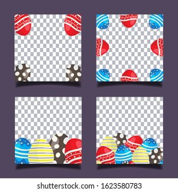 Happy Easter banner sale with realistic Easter eggs for instagram