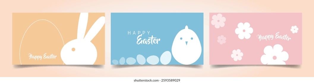 Happy easter banner set. Poster, greeting card, social media template.