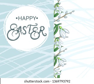 Happy Easter. Banner with spring flowers