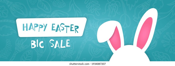 Happy easter banner template. Big spring sale banner