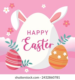 Happy Easter banner template. Vector illustration.