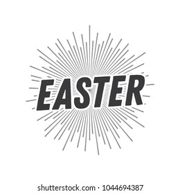 Happy Easter Banner, Trendy Easter Design, Vintage Sun Rays, Easter Sunday Background, Easter Banner, Holiday Vector Illustration Background