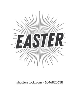 Happy Easter Banner, Trendy Easter Design, Vintage Sun Rays, Easter Sunday Background, Easter Banner, Holiday Vector Illustration Background