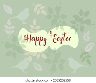 Happy Easter banner. Trendy Easter design with typography, hand painted strokes and dots, eggs and bunny in pastel colors. Modern minimal style. Horizontal poster, greeting card, header for website
