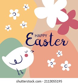 Happy Easter banner, trendy Easter design card