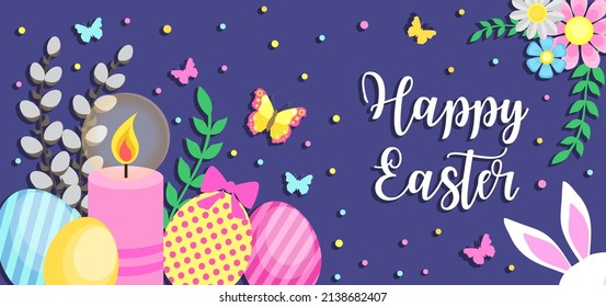 Happy Easter banner. Trendy Easter design vector illustration