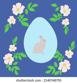 Happy Easter banner. Trendy Easter design with egg, bunny and flowers.  Perfect for poster, postcard, scrapbooking, tag, invitation, sticker set. vector design eps 10