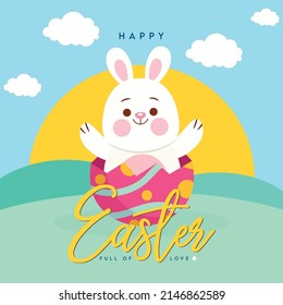 Happy Easter banner. Trendy Easter design with typography, Easter vector design, Easter post, card, greetings, banner vector illustration