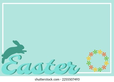 Happy Easter banner. Trendy Easter design with typography, hand painted strokes and dots, eggs, bunny ears, in pastel colors