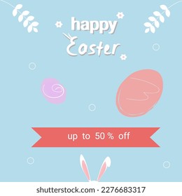 Cartel de Feliz Pascua. Diseño de moda de Pascua. Huevos en tonos pastel. Ilustración vectorial.
