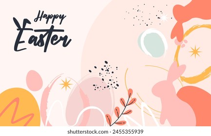 Happy Easter banner. Trendy Easter design with typography,