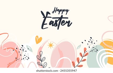 Happy Easter banner. Trendy Easter design with typography,