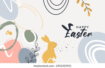 Happy Easter banner. Trendy Easter design with typography,