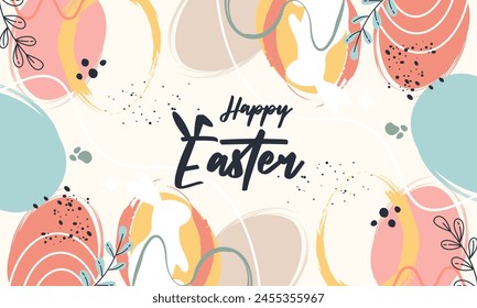Happy Easter banner. Trendy Easter design with typography,