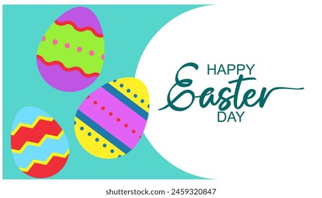 Happy Easter banner. Trendy Easter design with Modern minimal style typography, hand painted strokes and dots, eggs, bunny ears, in pastel colors. Horizontal poster, greeting card, header for website