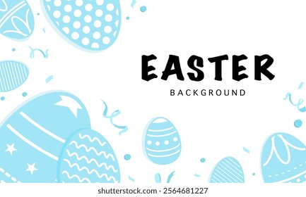 Happy Easter banner. Trendy Easter design with typography, eggs in pastel colors. Modern minimal style.