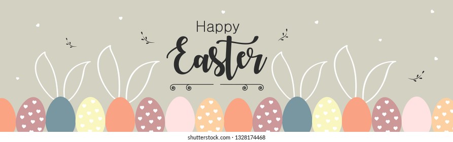 Happy Easter Banner, Vector Illustration Design.