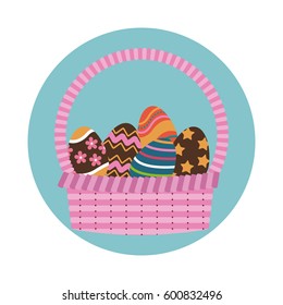 happy easter basket egg decoration icon
