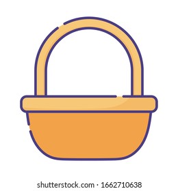 Happy easter basket flat style icon design, Spring decoration holiday greeting ornament celebration festive season tradition and festival theme Vector illustration