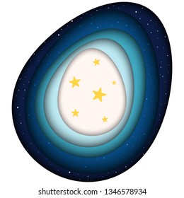 Happy Easter, Beautiful Abstract paper cut, Star on easter egg, Vector Illustration.