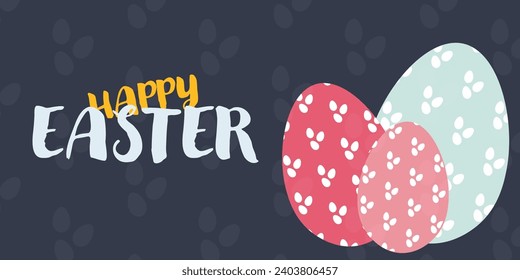 Happy Easter! Beautiful bright background with eggs and bunnies.Cute background,template,Easter wallpaper