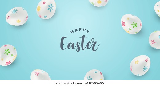 Happy Easter, beautiful egg greeting card vector illustration background